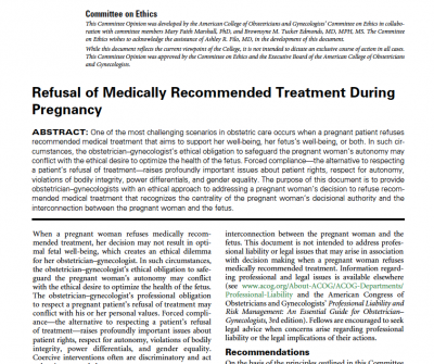 ACOG Refuse Treatment